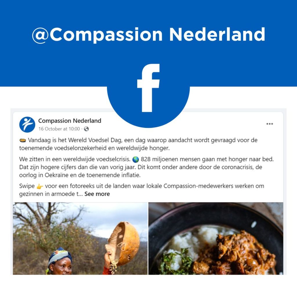 Een voorbeeld van het Facebook-account van Compassion Nederland.