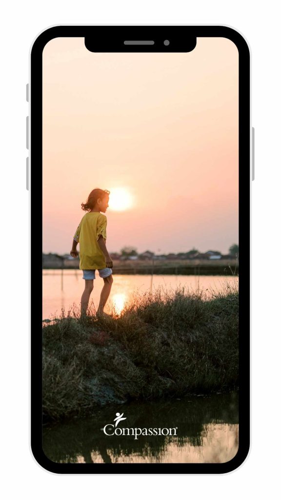 Voorbeeld van een Compassion screensaver voor je mobiele telefoon.