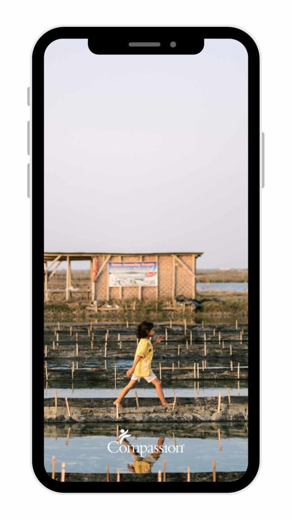 Voorbeeld van een Compassion screensaver voor je mobiele telefoon.