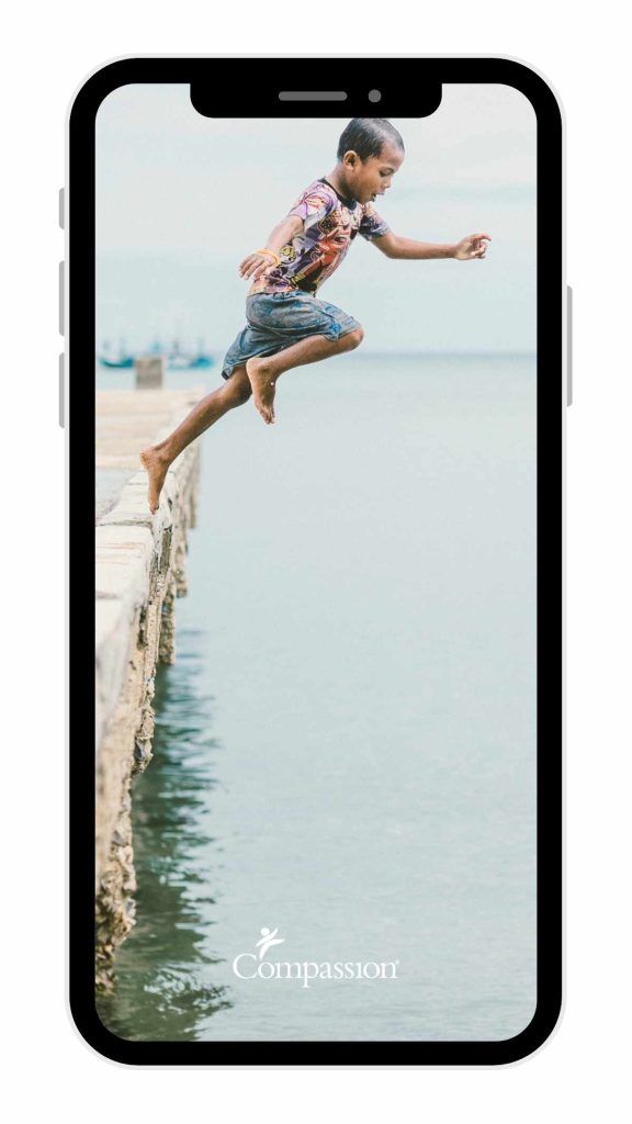 Voorbeeld van een Compassion screensaver voor je mobiele telefoon.