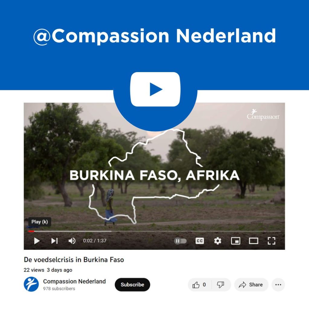 Een voorbeeld van het YouTube-account van Compassion Nederland.