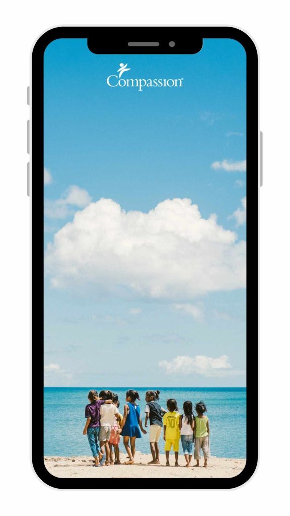 Voorbeeld van een Compassion screensaver voor je mobiele telefoon.
