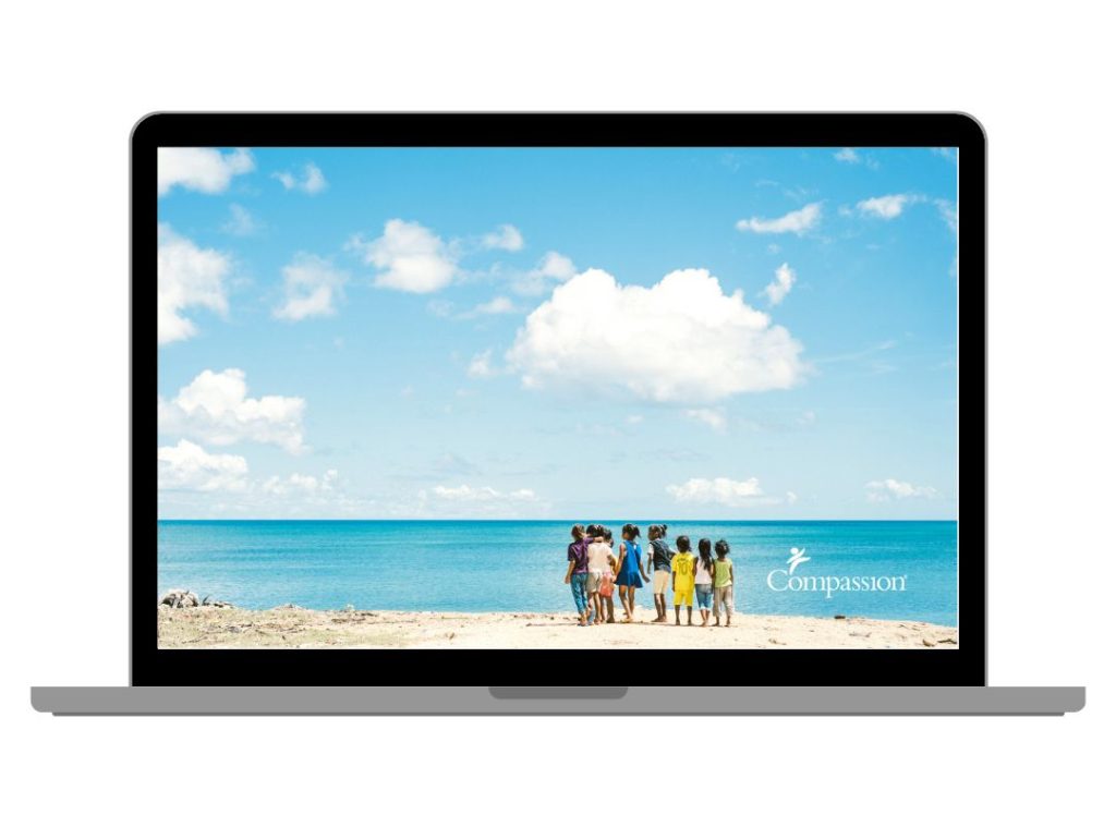 Voorbeeld van een Compassion screensaver voor je laptop of computer.