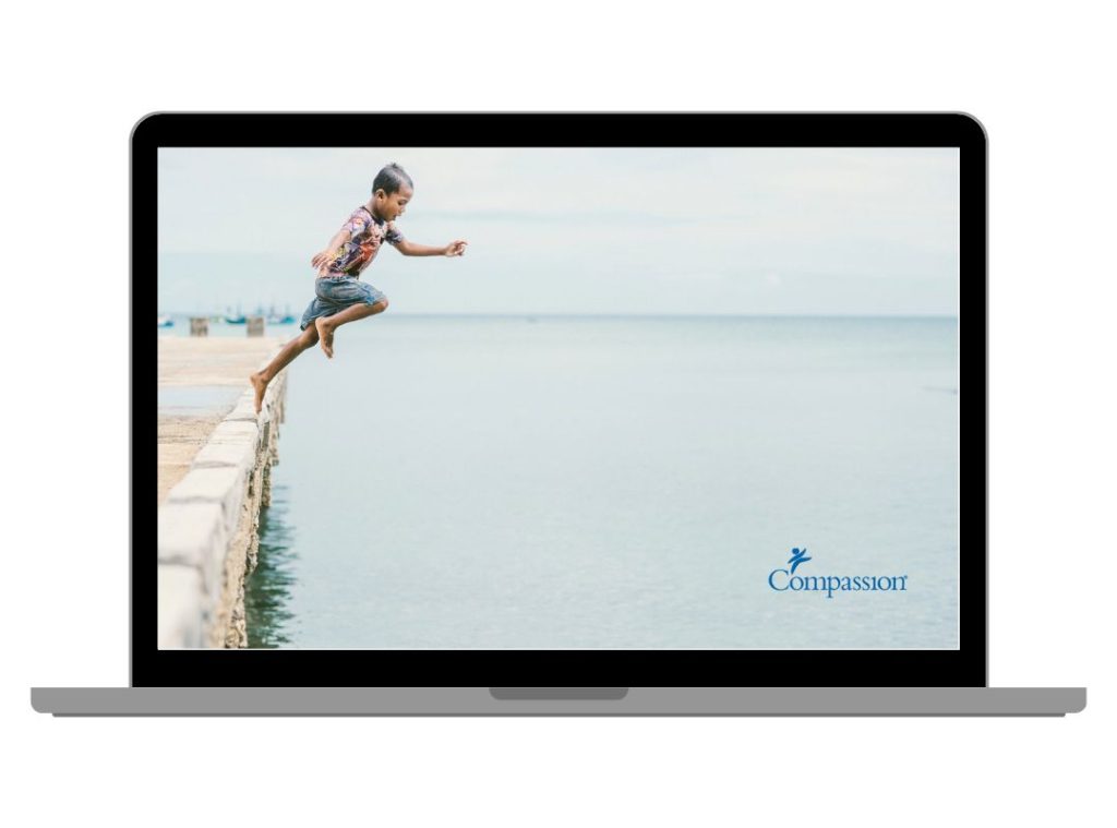 Voorbeeld van een Compassion screensaver voor je laptop of computer.