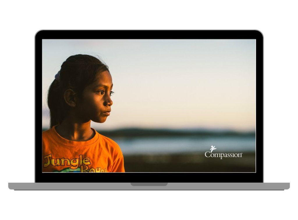 Voorbeeld van een Compassion screensaver voor je laptop of computer.