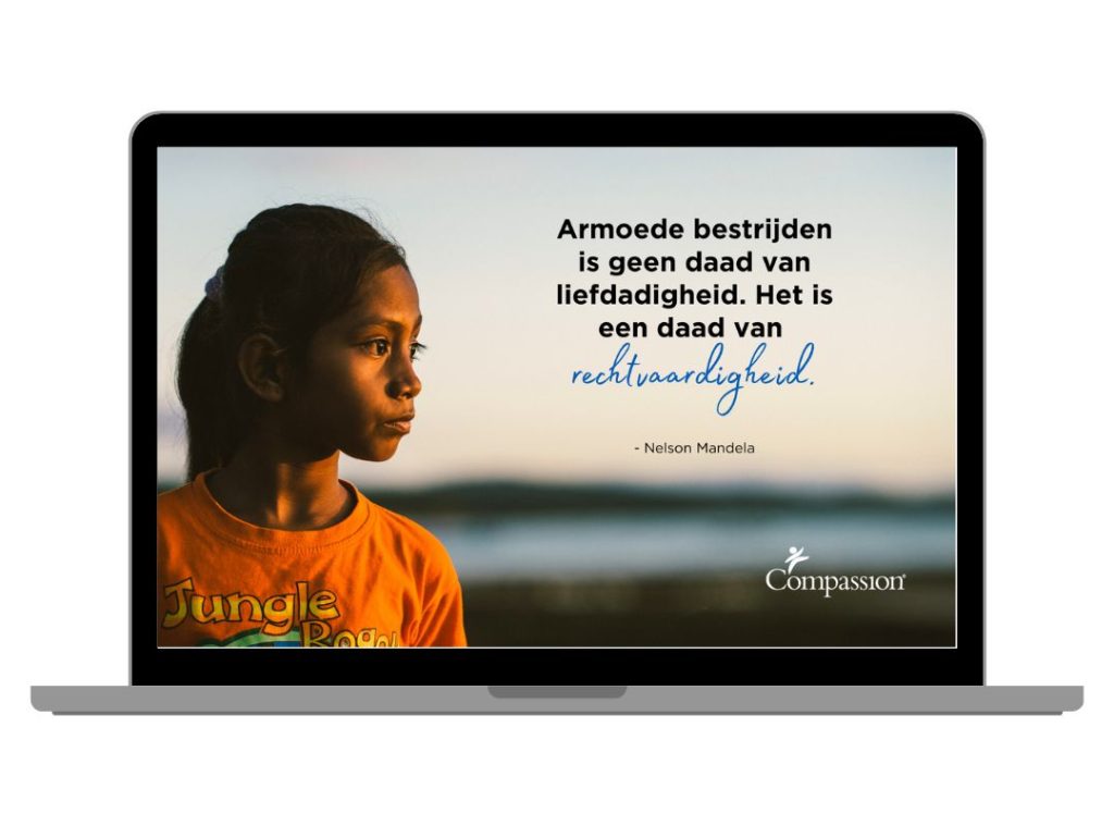 Voorbeeld van een Compassion screensaver voor je laptop of computer.