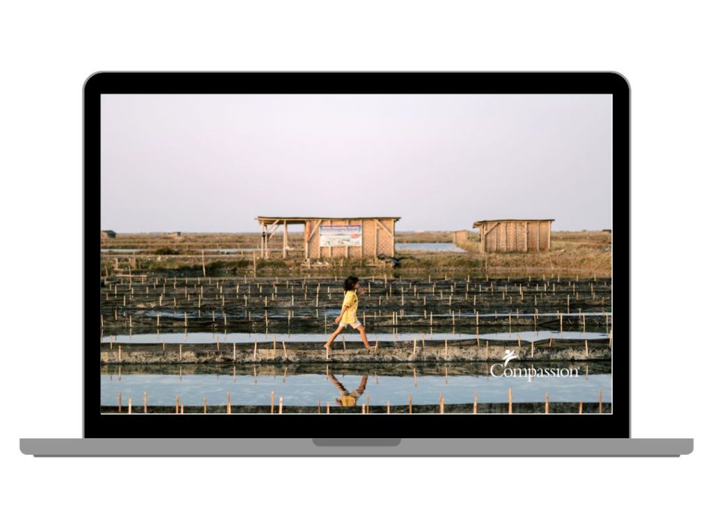 Voorbeeld van een Compassion screensaver voor je laptop of computer.