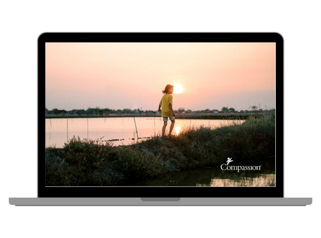 Voorbeeld van een Compassion screensaver voor je laptop of computer.