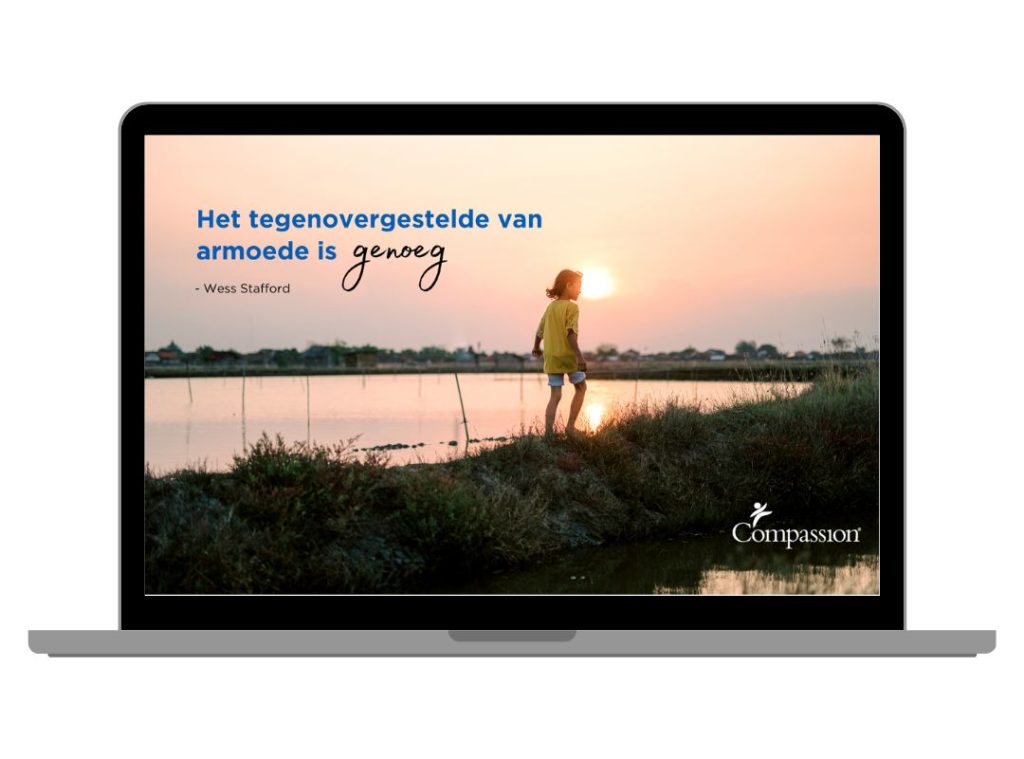 Voorbeeld van een Compassion screensaver voor je laptop of computer.