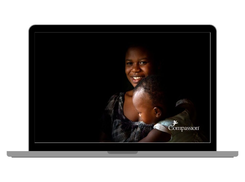 Voorbeeld van een Compassion screensaver voor je laptop of computer.