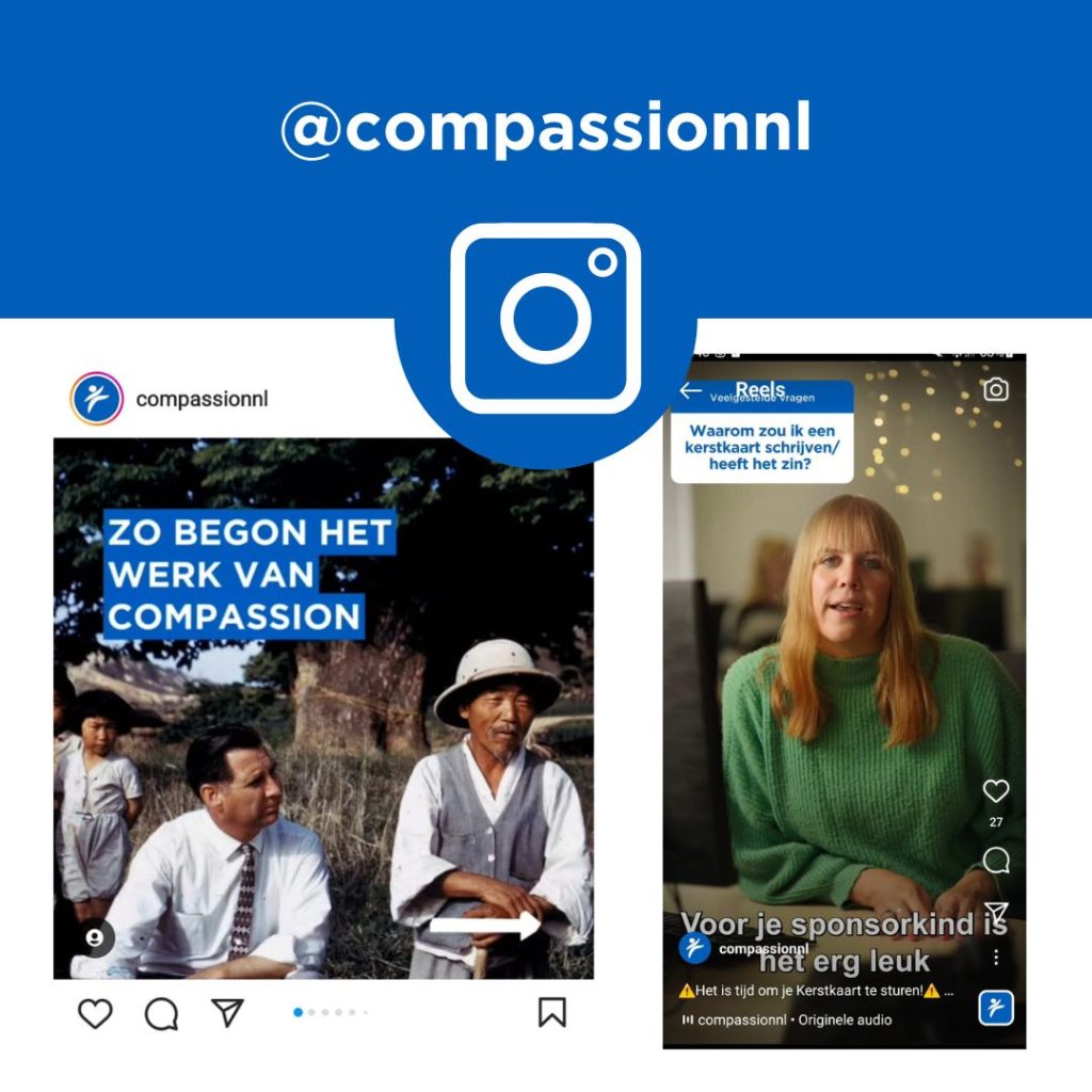 Een voorbeeld van het Instagram-account van Compassion Nederland.