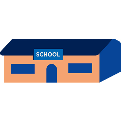 Een illustratie van een school.