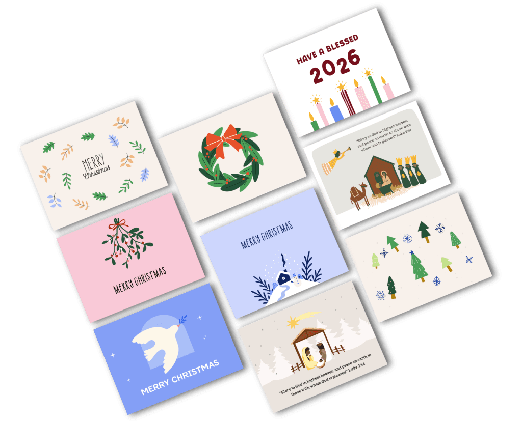 mockup van de kerstkaarten van Compassion