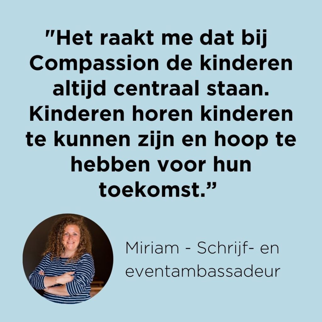 Quote van een vrijwilliger van Compassion over waarom zij dit werk doet.